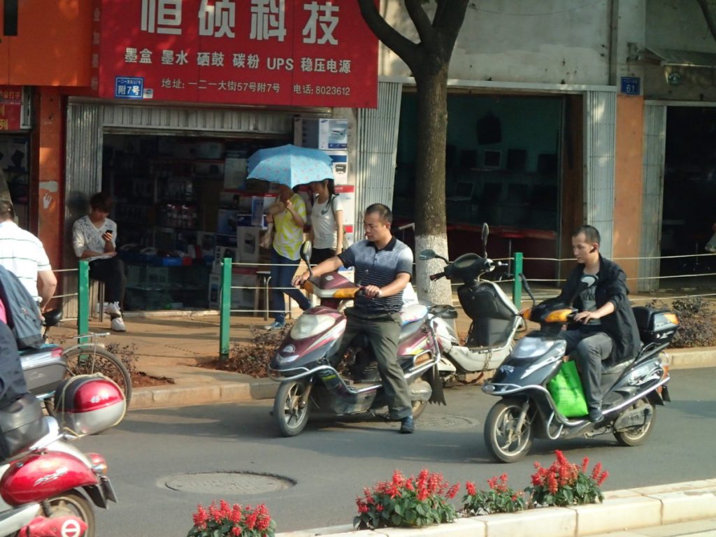 A typical example of the motor scooters in Kunming.