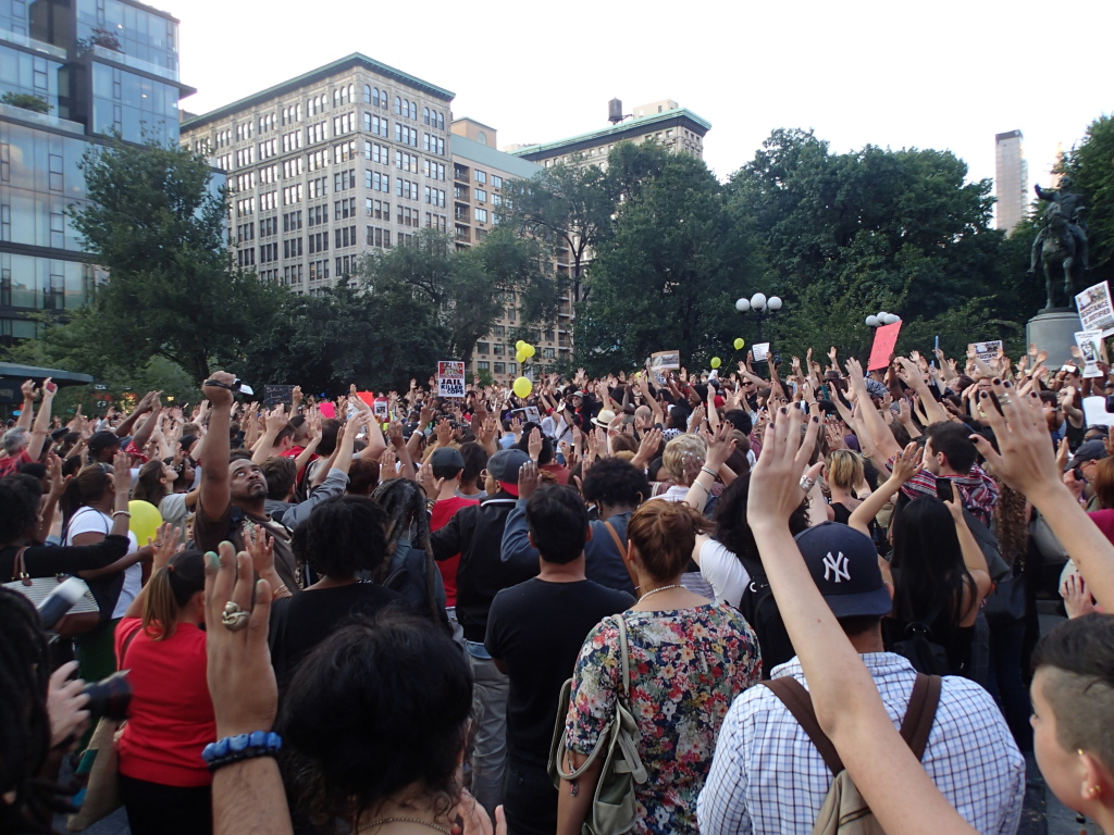 Ferguson protests in Union Square, NYC. Aug 14, 2014