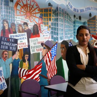 Monica Sibri, who founded a group at the City University of New York called CUNY Dreamers, at the office of New York Immigration Coalition. Credit Hiroko Masuike/The New York Times